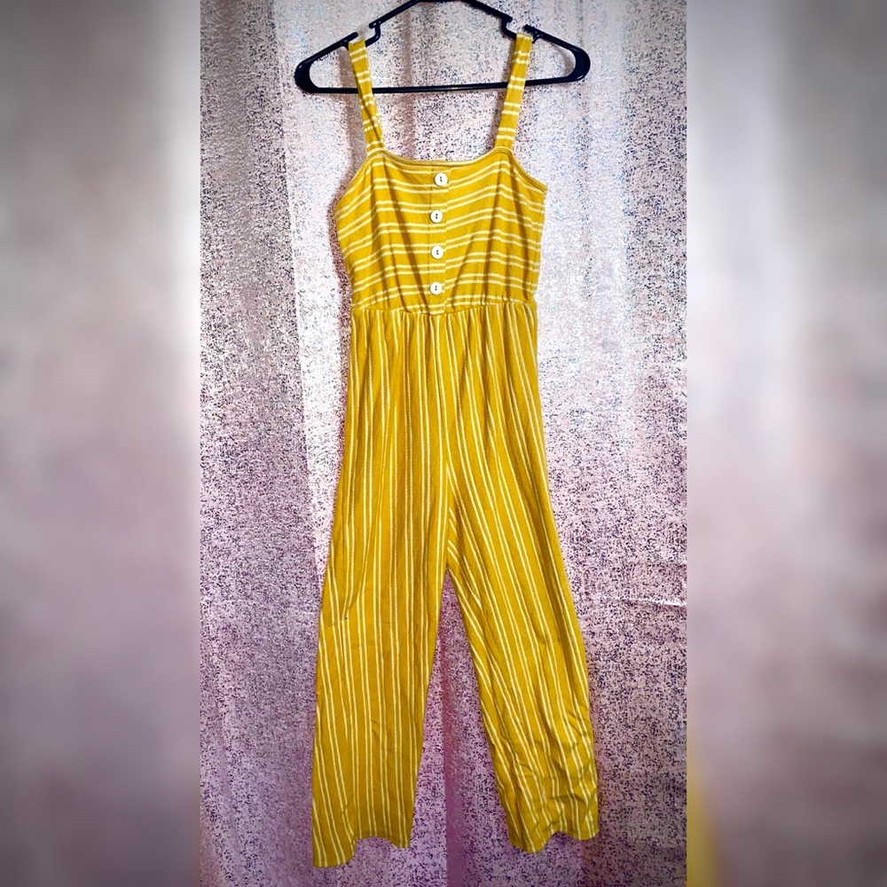 Striped Mustard Yellow Romper/Jumpsuit